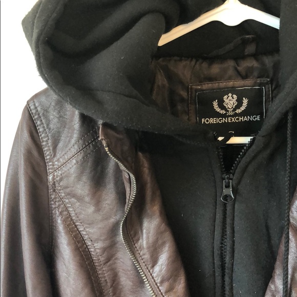 Foreign Exchange Faux Leather Jacket/Hoodie - Picture 5 of 8